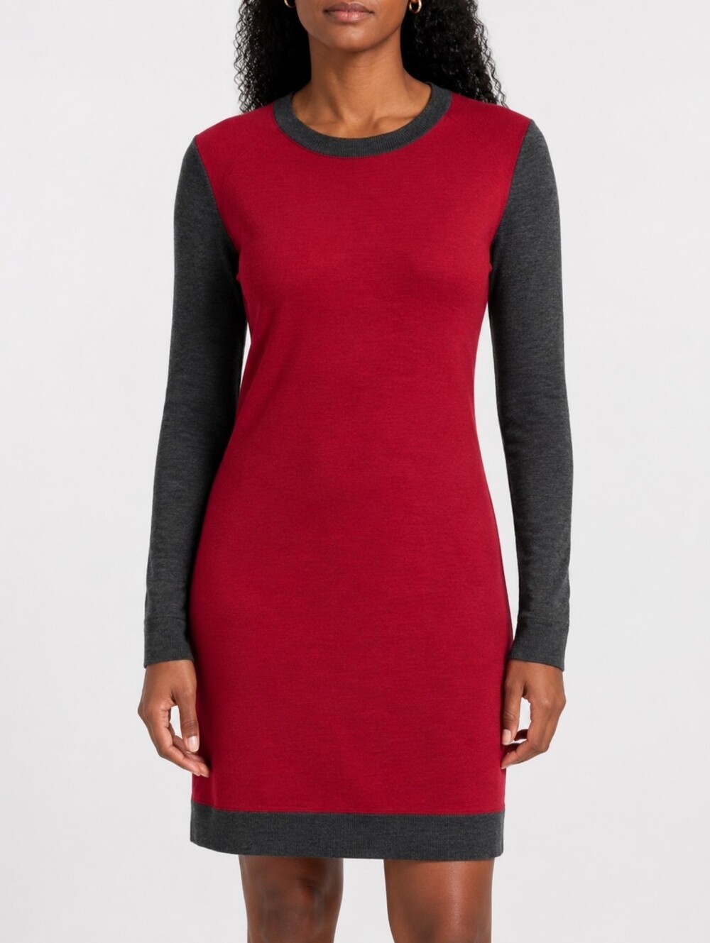 Icebreaker Merino Wool Meadow Colorblock Sweater Dress Red Gray Gorpcore L